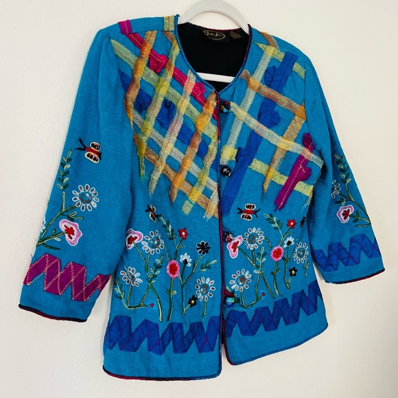 Vintage Julia Kim 100% silk floral jacket blazer - Picture 4 of 6